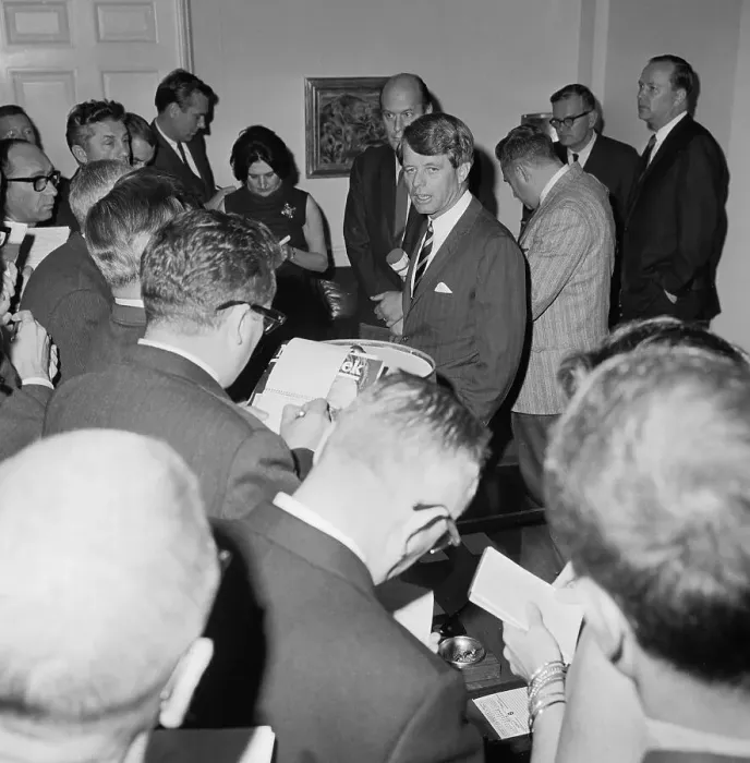 Framed Print : Robert F. Kennedy Attending Meeting With Lyndon B. Johnson Framed Print : Robert F. Kennedy Attending Meeting With Lyndon B. Johnson