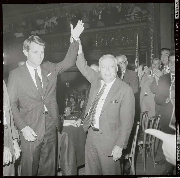 Framed Print : Robert F. Kennedy and David Dubinsky Raising Their Hands Together Framed Print : Robert F. Kennedy and David Dubinsky Raising Their Hands Together