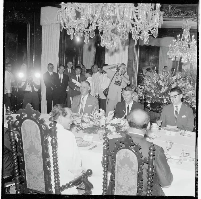 Framed Print : Robert F. Kennedy Dining With Ambassador and President for Philippines Framed Print : Robert F. Kennedy Dining With Ambassador and President for Philippines