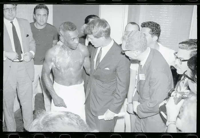 Framed Print : Robert F. Kennedy Embracing Pele Framed Print : Robert F. Kennedy Embracing Pele
