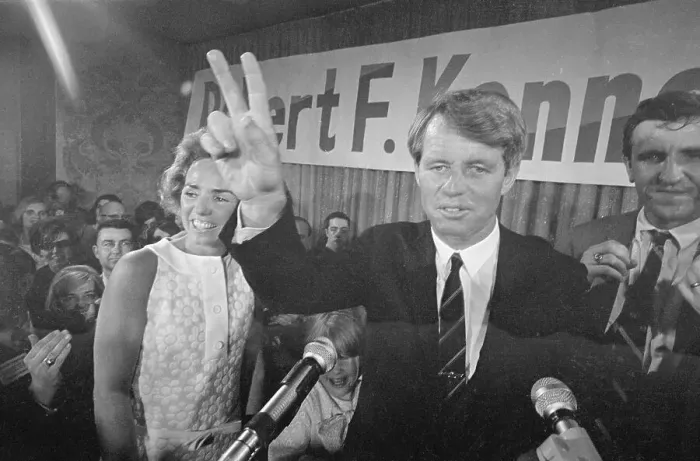Framed Print : Robert F. Kennedy Gesturing for a Win at Microphone Framed Print : Robert F. Kennedy Gesturing for a Win at Microphone