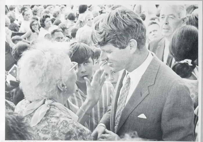 Framed Print : Robert F. Kennedy Being Greeted by Elderly Lady Framed Print : Robert F. Kennedy Being Greeted by Elderly Lady