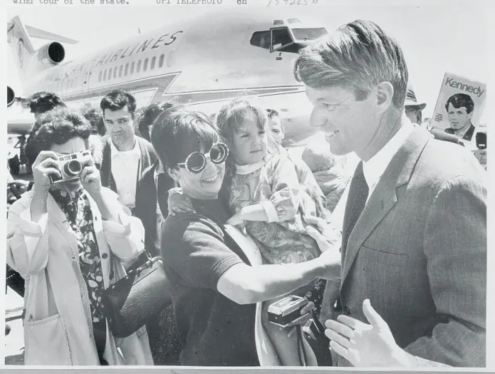 Framed Print : Robert F. Kennedy Greeting Supporters at Airport