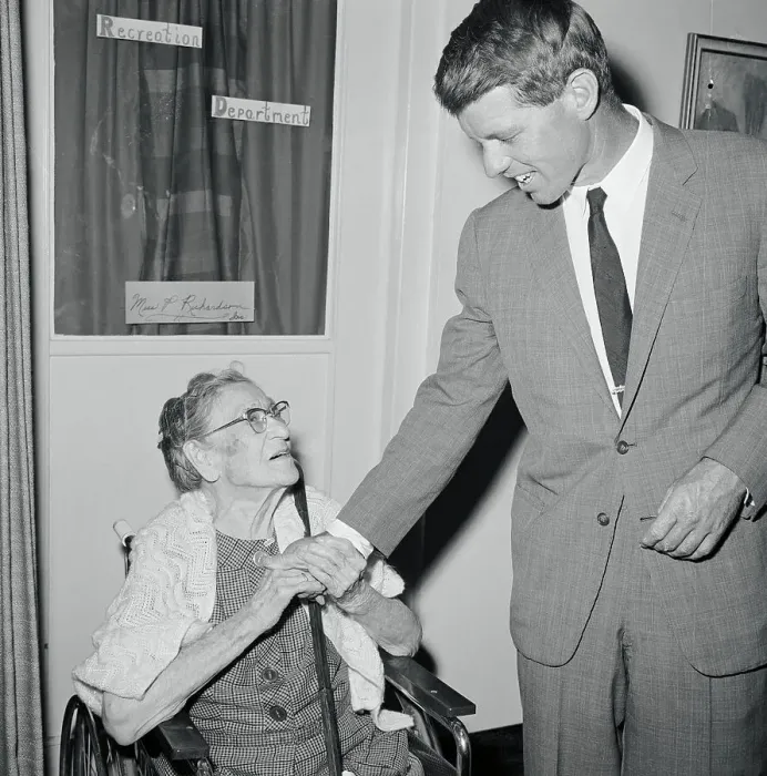 Framed Print : Robert F. Kennedy Holding Hand of Elderly Woman Framed Print : Robert F. Kennedy Holding Hand of Elderly Woman