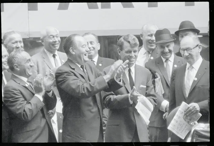 Framed Print : Robert F. Kennedy and Hubert Humphrey Applauding Together Framed Print : Robert F. Kennedy and Hubert Humphrey Applauding Together