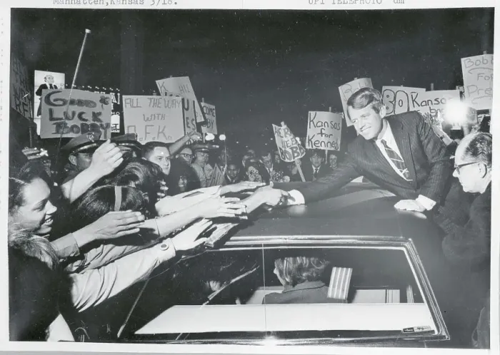Framed Print : Robert F. Kennedy Reaching Across Automobile to Greet Supporters Framed Print : Robert F. Kennedy Reaching Across Automobile to Greet Supporters