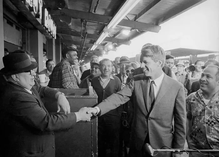 Framed Print : Robert F. Kennedy Shaking Hand of Man at Market Framed Print : Robert F. Kennedy Shaking Hand of Man at Market