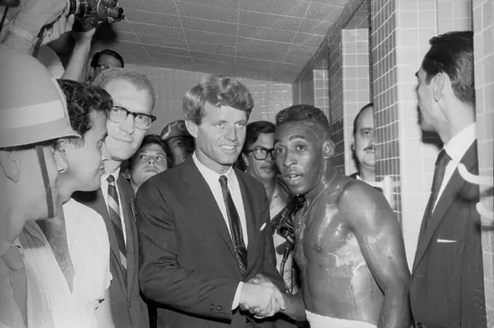 Framed Print : Robert F. Kennedy Shaking Hand of Pele Framed Print : Robert F. Kennedy Shaking Hand of Pele