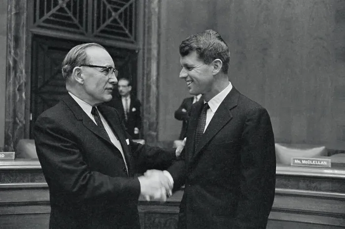 Framed Print : Robert F. Kennedy Shaking Hands With John McClellan Framed Print : Robert F. Kennedy Shaking Hands With John McClellan