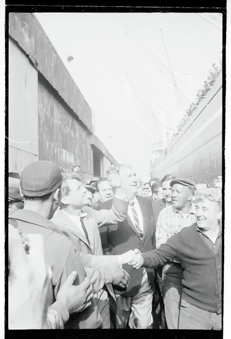 Framed Print : Robert F. Kennedy Shaking Hands on The Waterfront Framed Print : Robert F. Kennedy Shaking Hands on The Waterfront