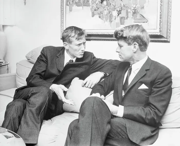Framed Print : Robert F. Kennedy Sitting With Russian Poet Framed Print : Robert F. Kennedy Sitting With Russian Poet