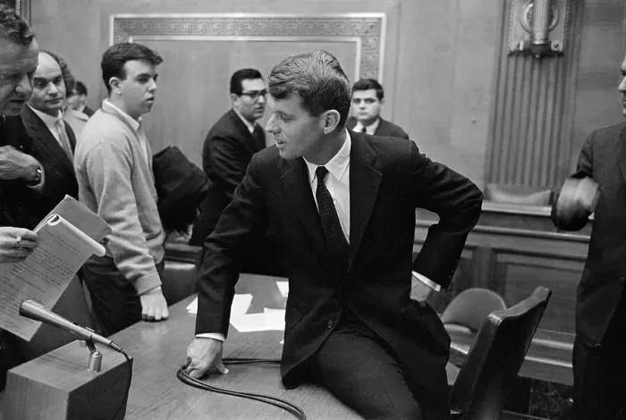 Framed Print : Robert F. Kennedy Sitting on Table During His Nomination Confirmation Framed Print : Robert F. Kennedy Sitting on Table During His Nomination Confirmation