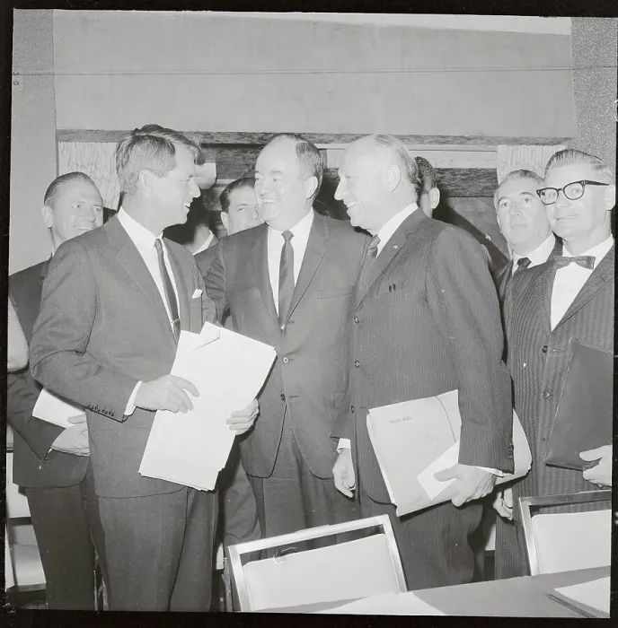 Framed Print : Robert F. Kennedy Speaking With Hubert Humphrey and Jacob Javits Framed Print : Robert F. Kennedy Speaking With Hubert Humphrey and Jacob Javits
