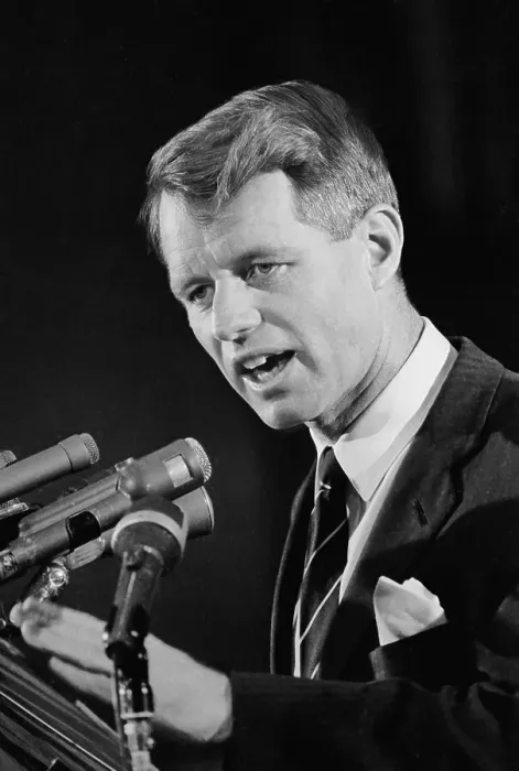 Framed Print : Robert F. Kennedy Speaking at Microphones