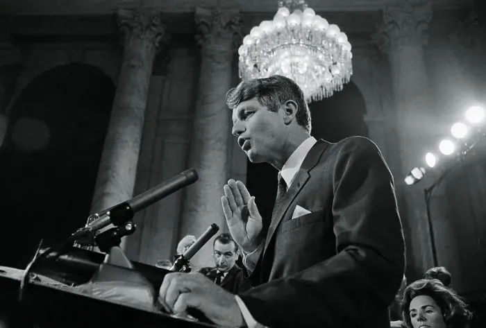 Framed Print : Robert F. Kennedy Speaking at Podium
