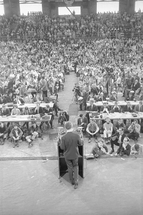 Framed Print : Robert F. Kennedy Speaking at Podium to Huge Crowd Framed Print : Robert F. Kennedy Speaking at Podium to Huge Crowd