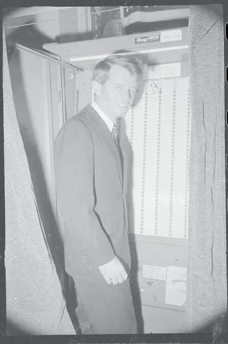 Framed Print : Robert F. Kennedy Standing in Voting Booth Framed Print : Robert F. Kennedy Standing in Voting Booth