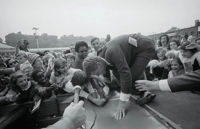 Framed Print : Robert F. Kennedy Stumbling to Keep His Balance Near Crowd Framed Print : Robert F. Kennedy Stumbling to Keep His Balance Near Crowd