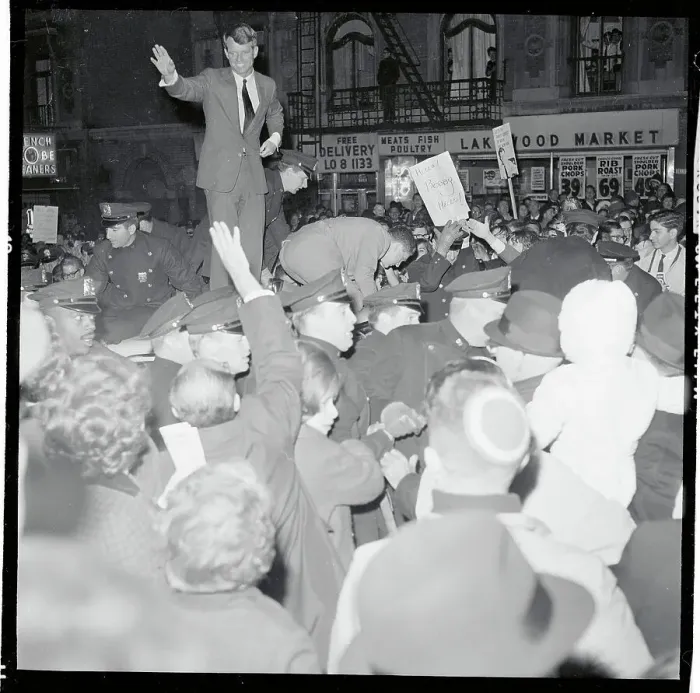 Framed Print : Robert F. Kennedy Waving Atop Automobile Framed Print : Robert F. Kennedy Waving Atop Automobile