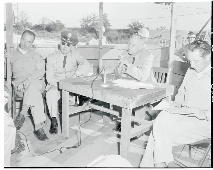 Framed Print : Robert Gard Speaking with Newsmen Framed Print : Robert Gard Speaking with Newsmen