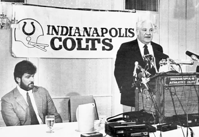 Framed Print : Robert Irsay Speaks At Press Conference Framed Print : Robert Irsay Speaks At Press Conference
