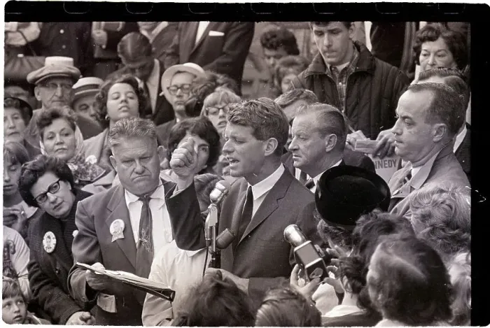 Framed Print : Robert Kennedy Addressing Crowd at Rally Framed Print : Robert Kennedy Addressing Crowd at Rally