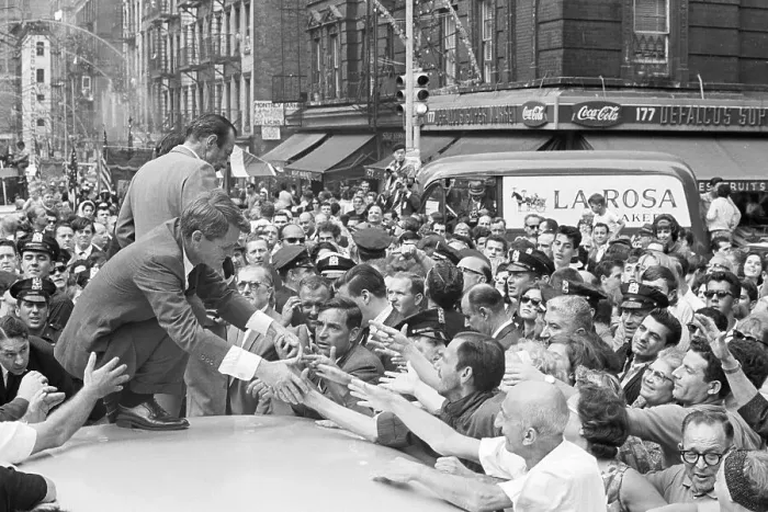 Framed Print : Robert Kennedy Campaigning in Little Italy Framed Print : Robert Kennedy Campaigning in Little Italy