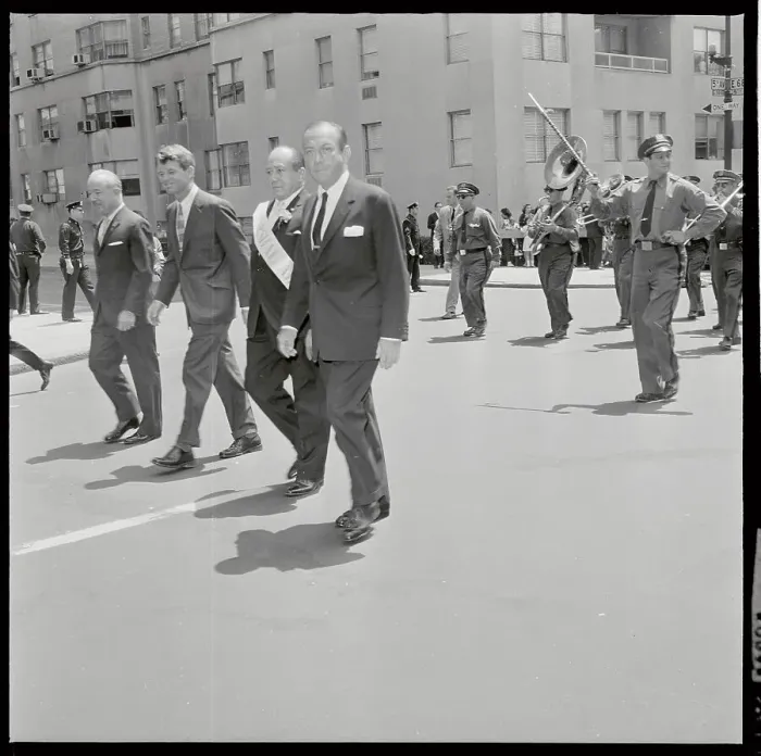 Framed Print : Robert Kennedy and Colleagues Marching in a Parade Framed Print : Robert Kennedy and Colleagues Marching in a Parade