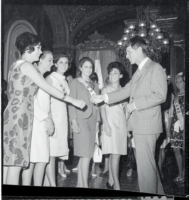 Framed Print : Robert Kennedy Greeting Beauty Pageant Contestants Framed Print : Robert Kennedy Greeting Beauty Pageant Contestants