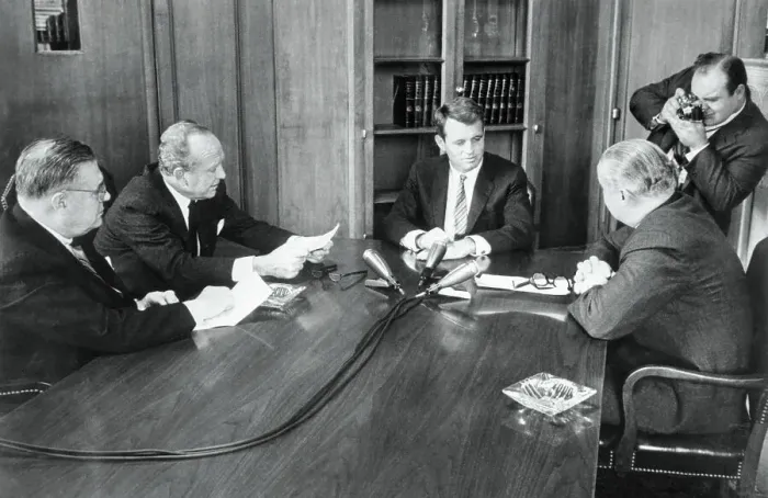 Framed Print : Robert Kennedy Being Interviewed Framed Print : Robert Kennedy Being Interviewed