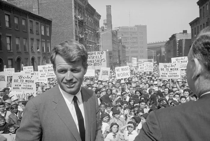 Framed Print : Robert Kennedy With His Back to Large Navy Yard Congregation Framed Print : Robert Kennedy With His Back to Large Navy Yard Congregation