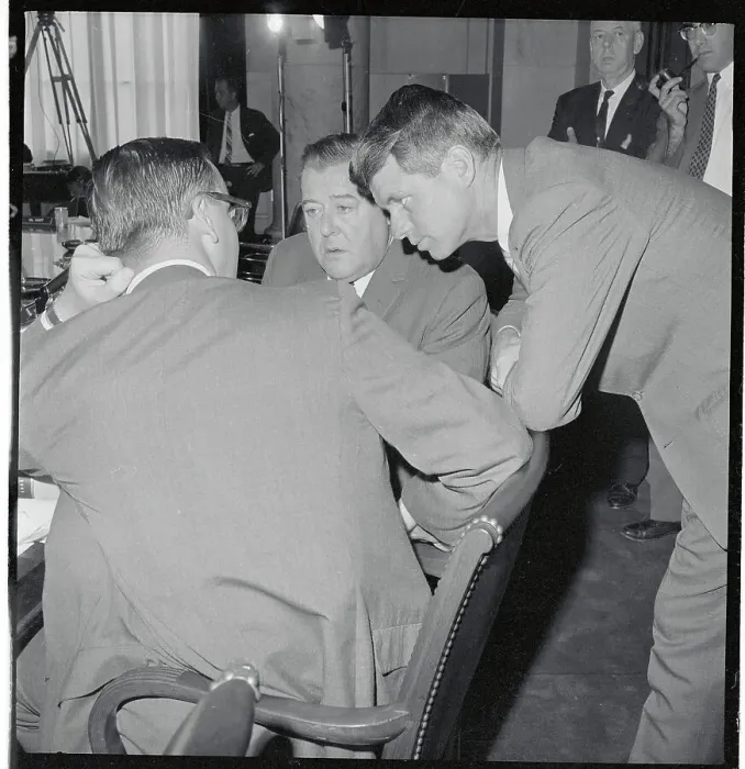 Framed Print : Robert Kennedy Leaning Over Warren Magnuson