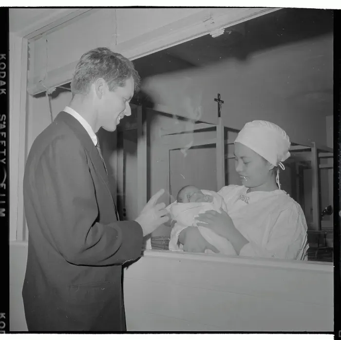 Framed Print : Robert Kennedy and His New Born Son Framed Print : Robert Kennedy and His New Born Son