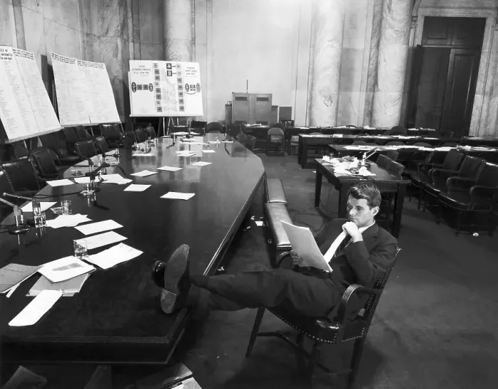 Framed Print : Robert Kennedy Sits Alone In Senate Room