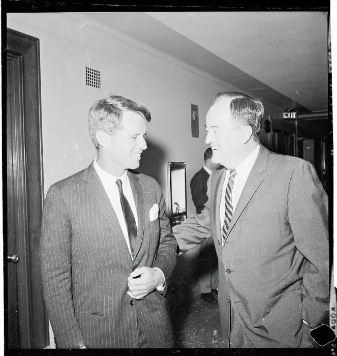 Framed Print : Robert Kennedy Speaking With Hubert Humphrey Framed Print : Robert Kennedy Speaking With Hubert Humphrey