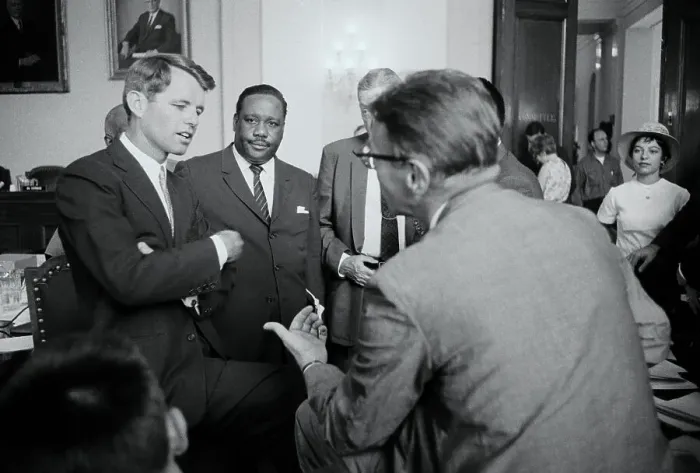 Framed Print : Robert Kennedy Speaking to Reporters Framed Print : Robert Kennedy Speaking to Reporters