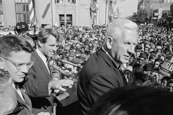 Framed Print : Robert Kennedy Standing Behind Paul Douglas Framed Print : Robert Kennedy Standing Behind Paul Douglas