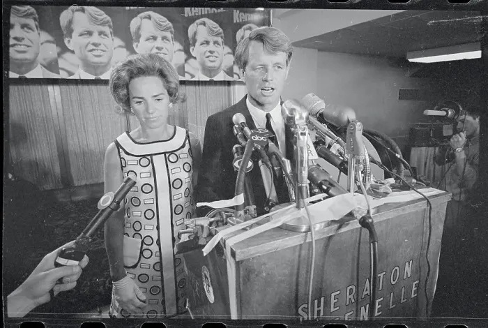 Framed Print : Robert Kennedy Talking Into Microphones Framed Print : Robert Kennedy Talking Into Microphones