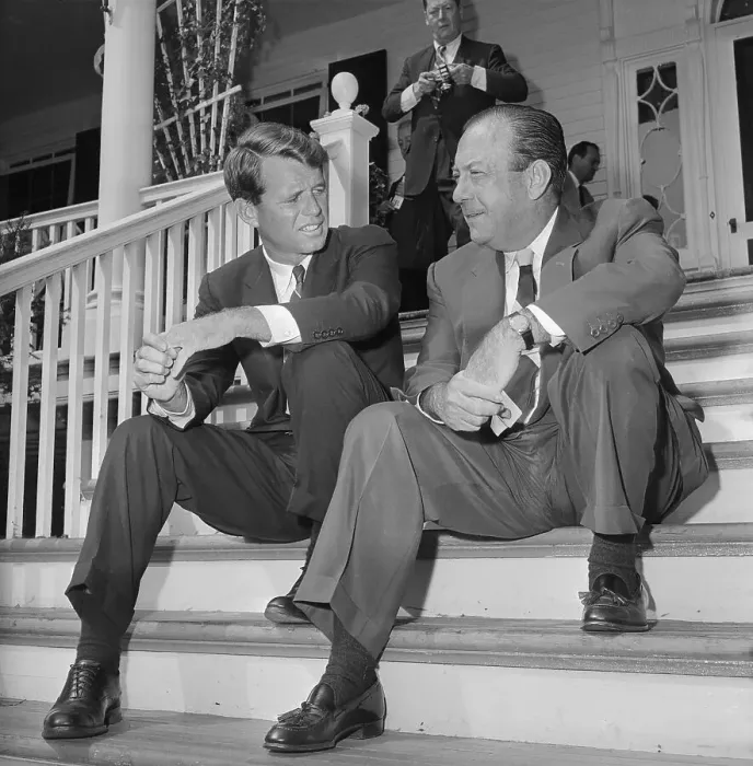 Framed Print : Robert Kennedy Talking to Robert Wagner