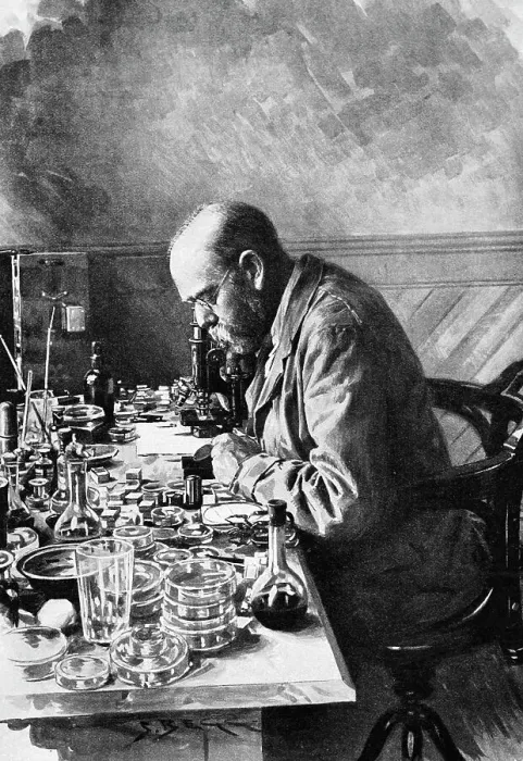 Framed Print : Robert Koch Studies Rinderpest In Lab Framed Print : Robert Koch Studies Rinderpest In Lab