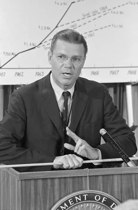 Framed Print : Robert McNamara Speaking at News Conference Framed Print : Robert McNamara Speaking at News Conference