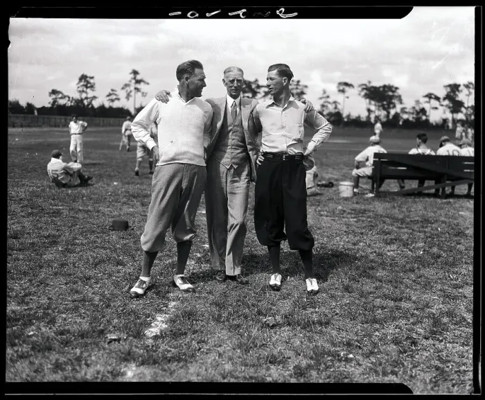 Framed Print : Robert Moses and Rube Walberg Pose with their Ex-Manager Connie Mack Framed Print : Robert Moses and Rube Walberg Pose with their Ex-Manager Connie Mack