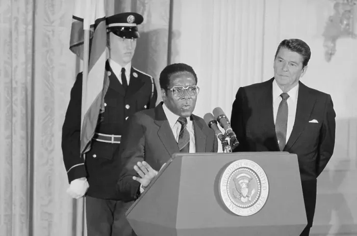 Framed Print : Robert Mugabe Delivering a Speech