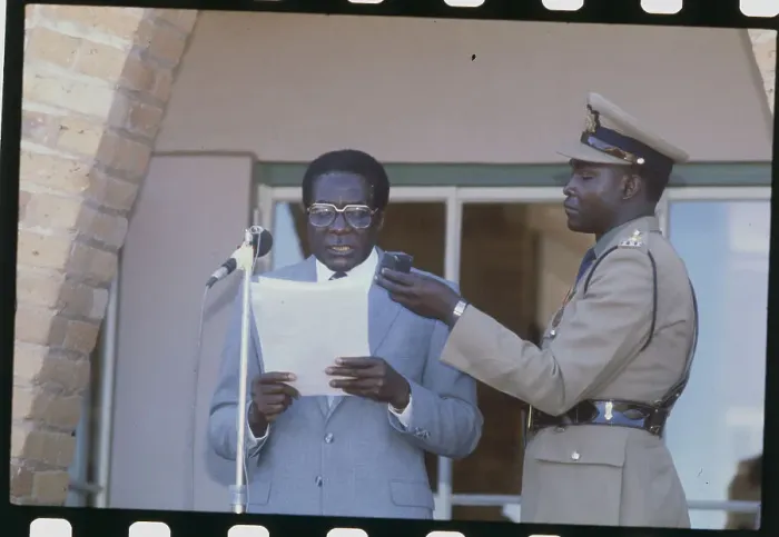 Framed Print : Robert Mugabe Speaking