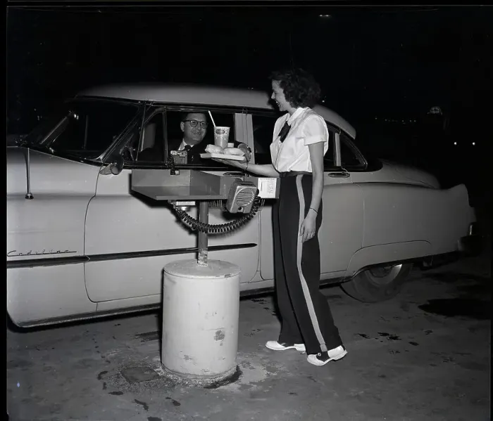 Framed Print : Robert Paradise Invents Drive Through