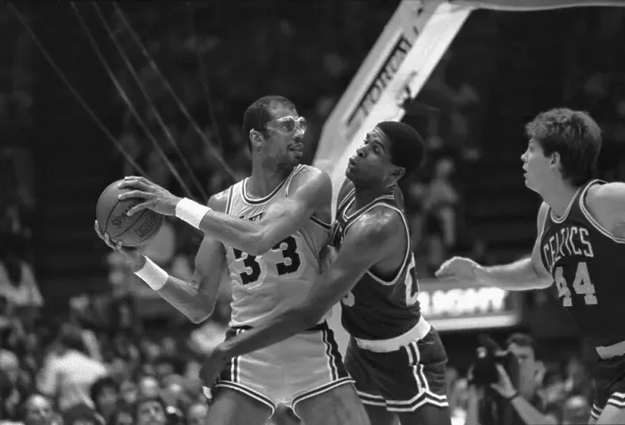 Framed Print : Robert Parish Blocking Abdul-Jabbar Framed Print : Robert Parish Blocking Abdul-Jabbar
