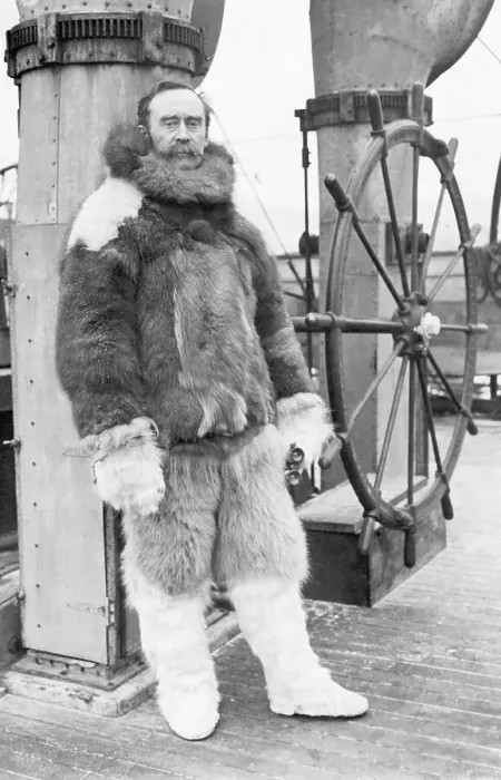 Framed Print : Robert Peary Wearing Fur Suit on Deck Roosevelt Framed Print : Robert Peary Wearing Fur Suit on Deck Roosevelt