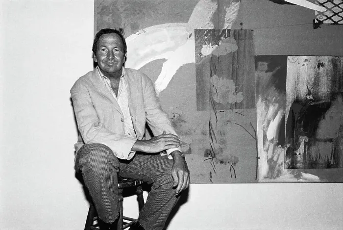 Framed Print : Robert Rauschenberg Sits In Front / Painti Framed Print : Robert Rauschenberg Sits In Front / Painti
