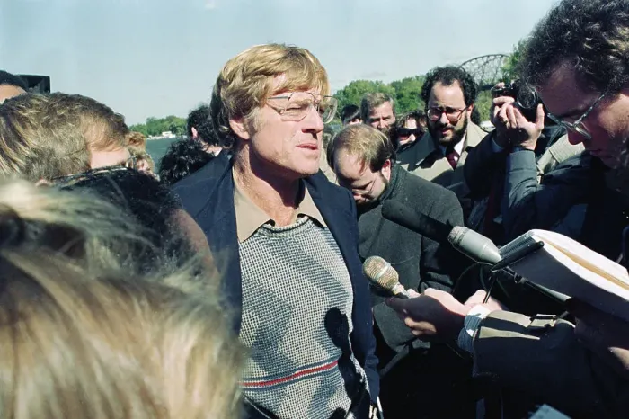 Framed Print : Robert Redford Speaks to Reporters Framed Print : Robert Redford Speaks to Reporters