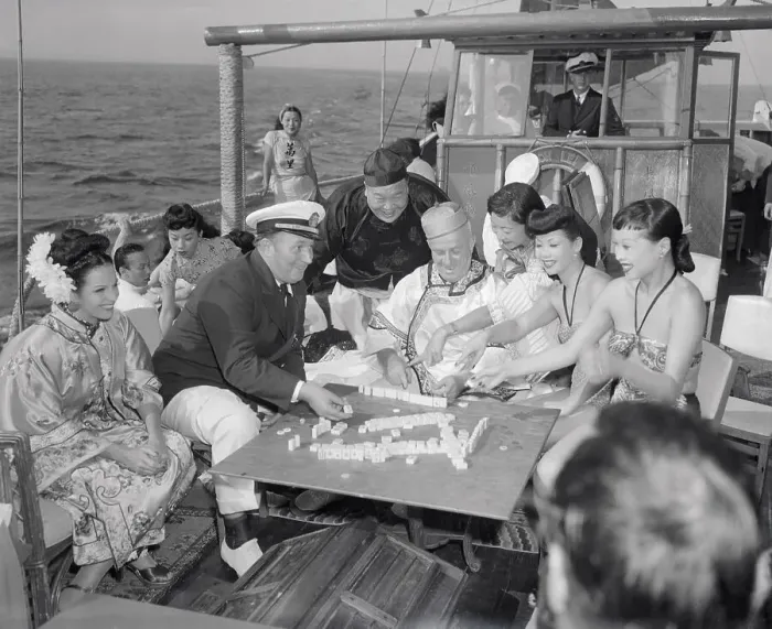 Framed Print : Robert Ripley and Guests Playing Mah Jong on His Yacht Framed Print : Robert Ripley and Guests Playing Mah Jong on His Yacht